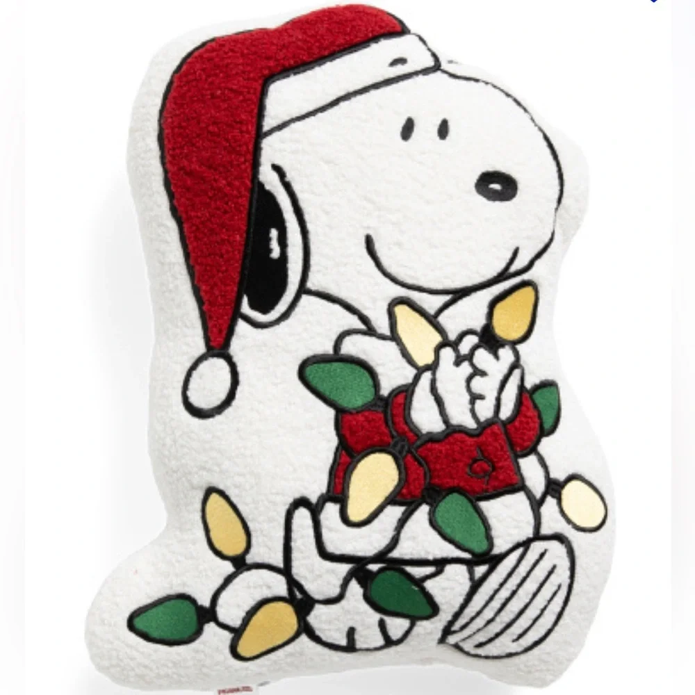 Snoopy Christmas Pillow with Santa Hat